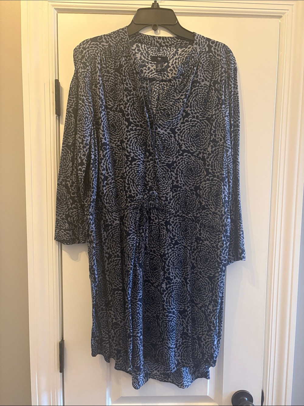 GAP Navy and Gray Floral-Patterned Long Sleeve Dress